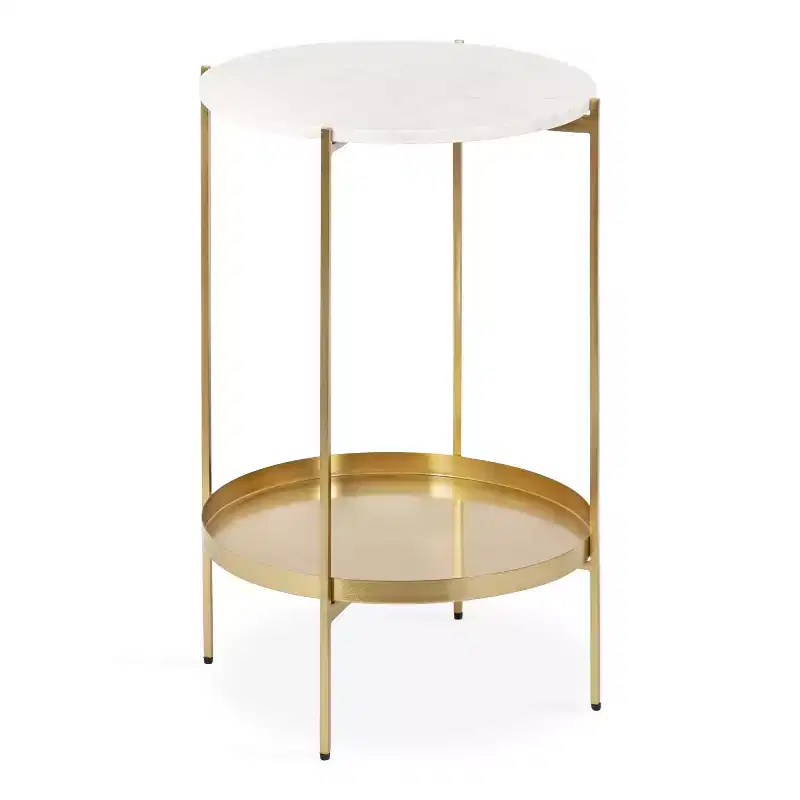 Kate and Laurel Lavish Round Metal Side Table, 17 Diameter, Gold