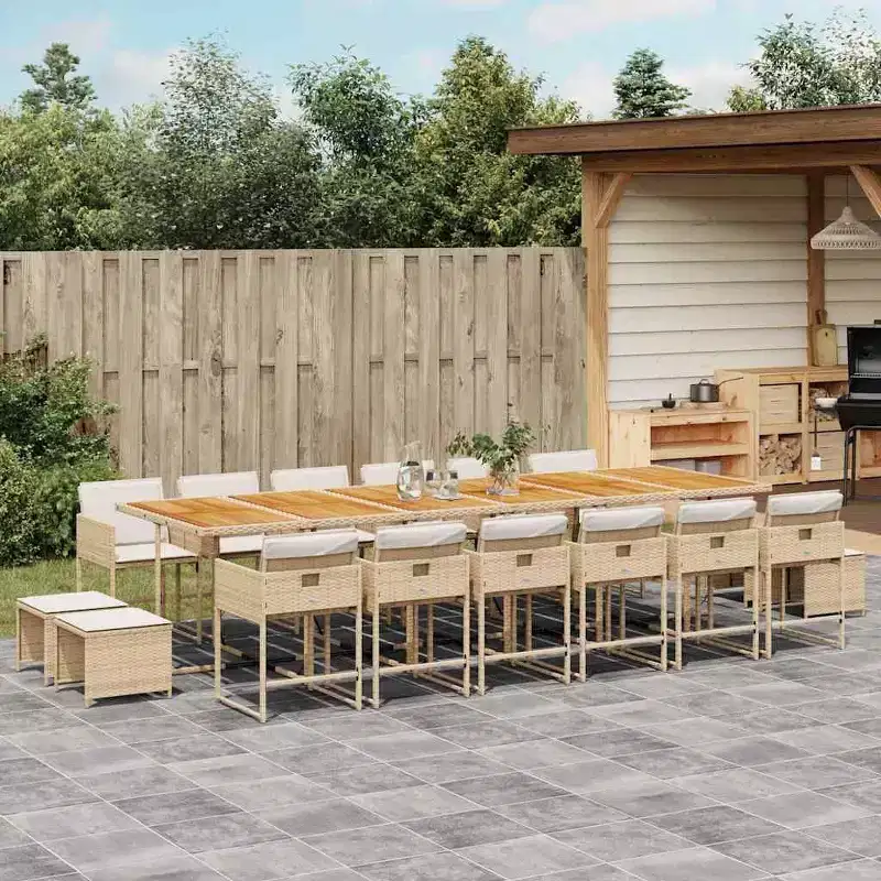 vidaXL Garden Dining Set Beige, Brown