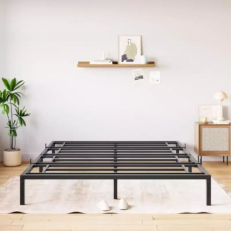 Twin Metal Bed Frame Heavy Duty Platform with Iron Slats, 800 lbs Capacity, No Box Spring, Under-Bed Storage