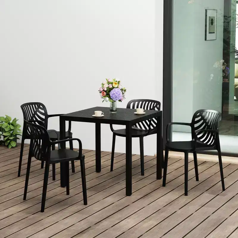 WestinTrends Playa 5-Piece Outdoor Square Dining Table Patio Set with Stackable Patio Dining Chairs