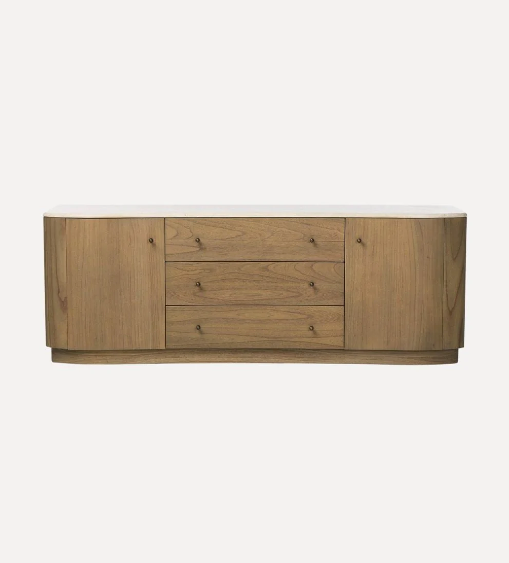 Media Console ¨C Streamlined Buffet with Warm Wood Finish, Generous Concealed Storage for Media Essentials, Clean Grounded Silhouette, 78W x 18D x 24H