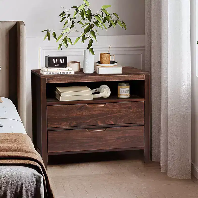 2-Drawer Brown (Medium-Density Fiberboard) 29.53in. W Nightstands