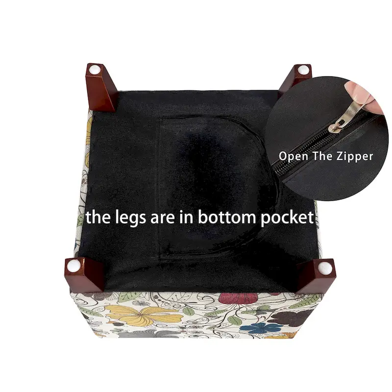 Adeco 16.3 Cube Ottoman Foot Rest Stool