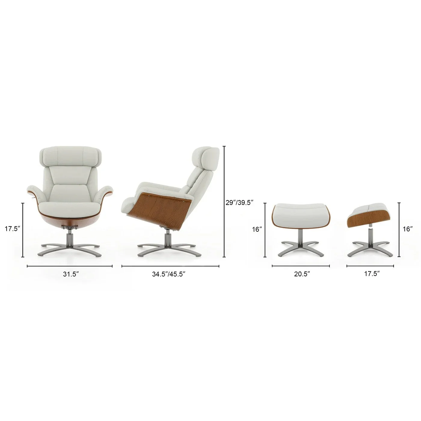 Jovan 31.5 Genuine Leather Recliner Lounge Chair with Ottoman
