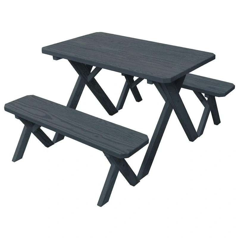 Pine 5' Cross-Leg Picnic Table with 2 Benches