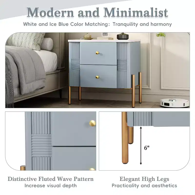 Christopher Knight Home Eilidh Modern Wood and Metal Nightstand with 2 Drawers