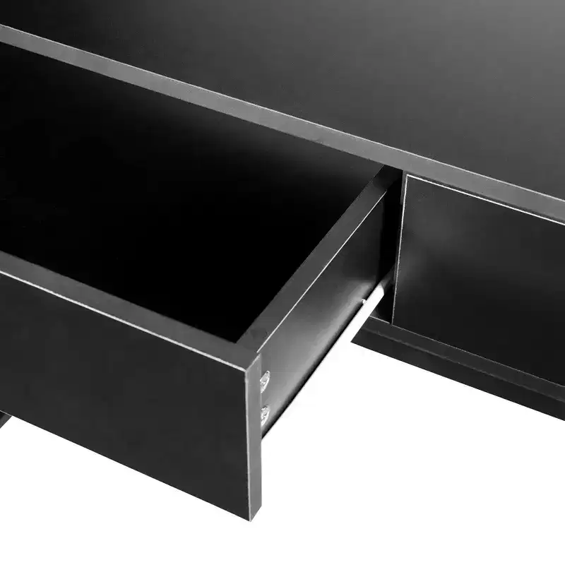 Interior Elements Home Office Modern Computer Desk with Drawers, Black, 47.5in