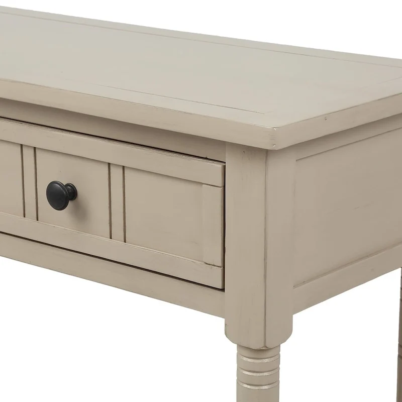 Modern Console Table with Two Drawers and Bottom Shelf