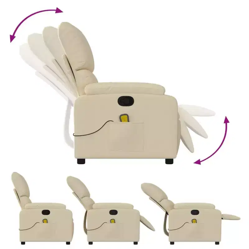 vidaXL Massage Recliner Chair Polyester, Metal, Plywood Single