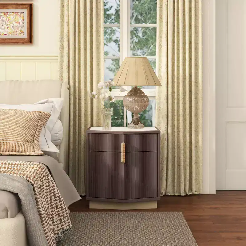 Christopher Knight Home Orrun Modern Bulging Designed Storage Nightstand with 2 Drawers