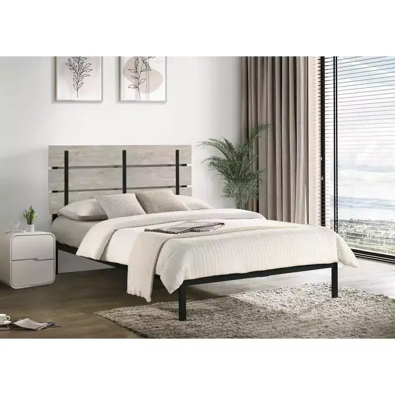 Gray Metal Platform Bed Frame, Sturdy & Modern