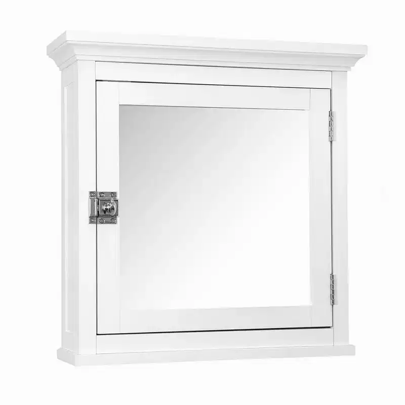 Removable Wooden Medicine Cabinet with Mirrored Door, White