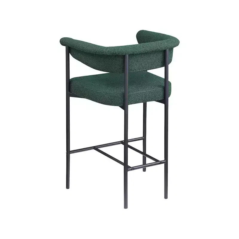 Green Velvet Counter Stool with Arms, Set of 2