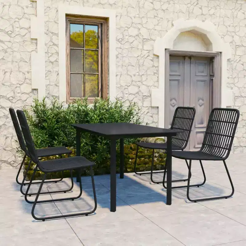 vidaXL Dining Set Black Poly rattan 5-piece Stackable Dining Set