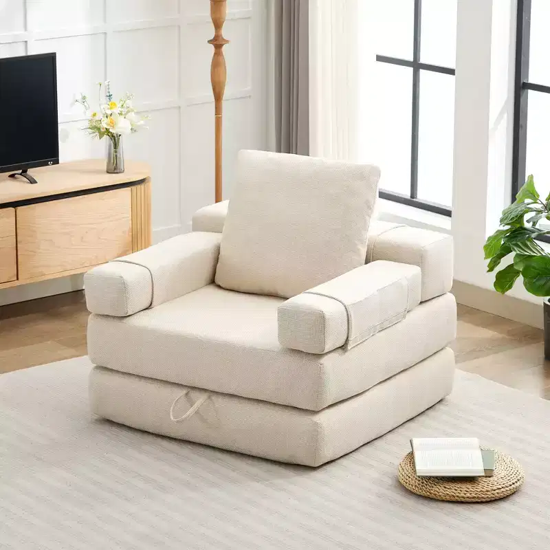 HYEORY Modern Fold Down Chair Flip Out Lounger Convertible Sleeper Sofa Bed Couch