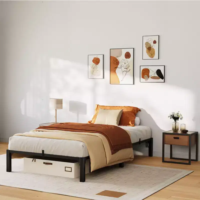Twin Full Queen King Size Metal Bed Frame, 6/8/10/14 Inch High Platform with Iron Slats, No Box Spring Needed, Heavy Duty Support Up to 800 lbs