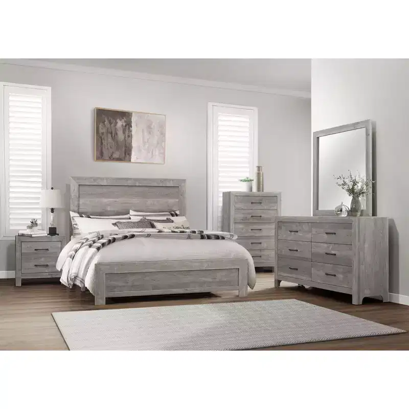 Okak Farmhouse Style 2/5-Drawer Nightstand with Black Metal Hardware, Wood Chest for Bedroom