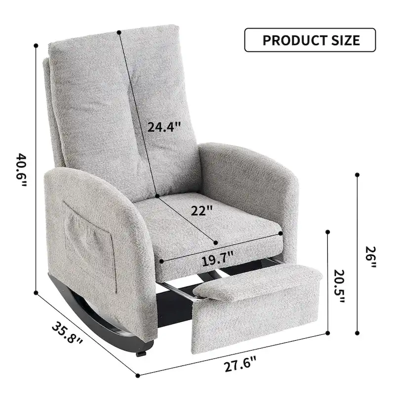 Accent Rocking Chair with Footrest High Back