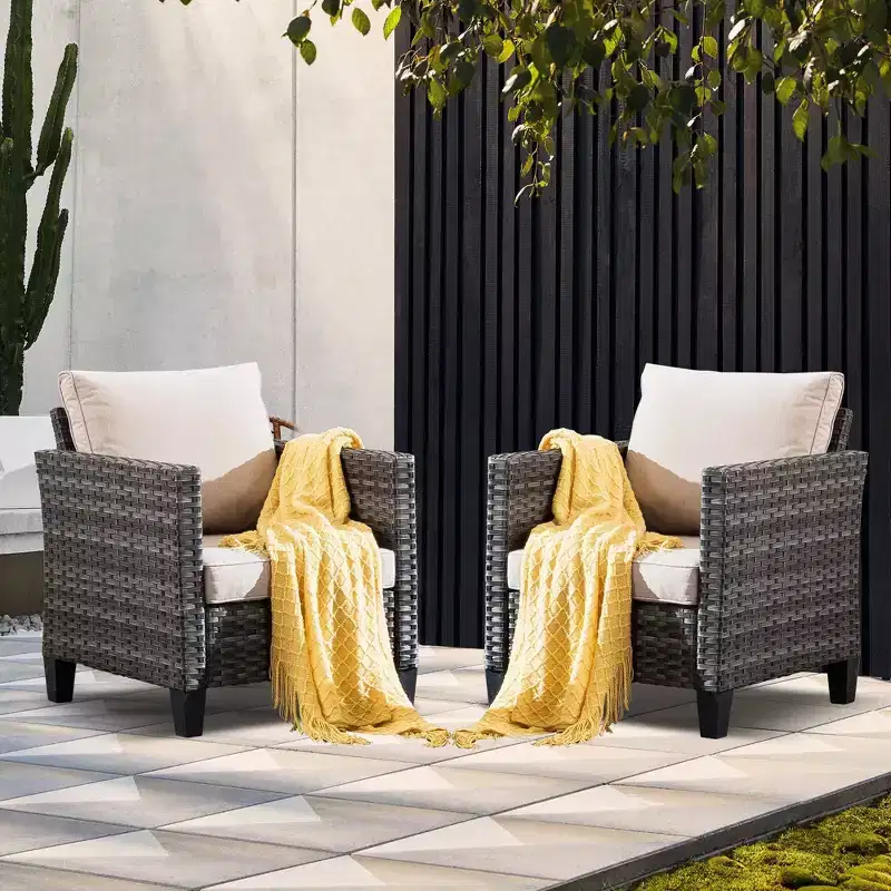 HOMLUX Modern Patio Conversation Sets Outdoor Wicker Furniture Sets for Yard & Bistro