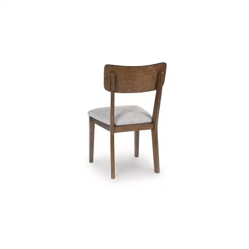 Signature Design by Ashley Allstream Dining Upholstered Side Chairs, Set of 2, Gray Polyester Seats with Brown Solid Wood Frame