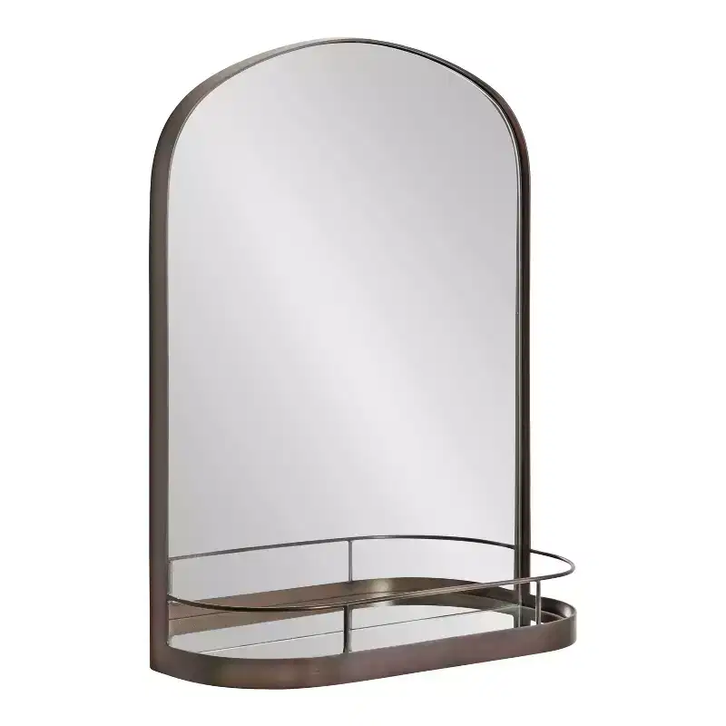 Kate and Laurel Peyson Framed Arch Mirror with Shelf, 18x24, Bronze