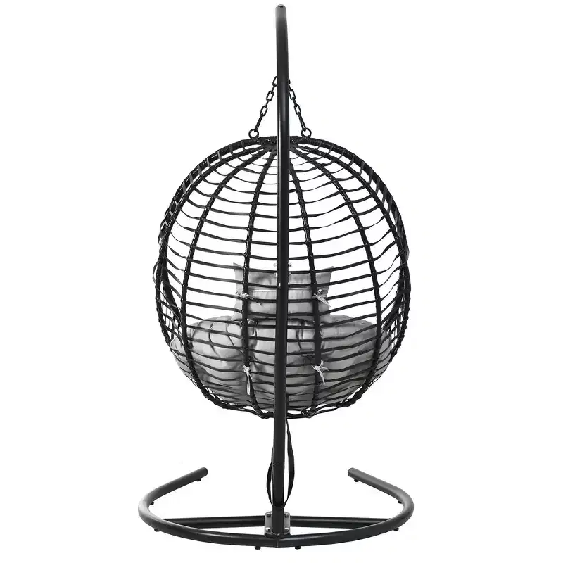 Whisen Single Person Folding Egg Chair with Stand, Hammock Swing Chair with Adjustable Anti-Slip Feet