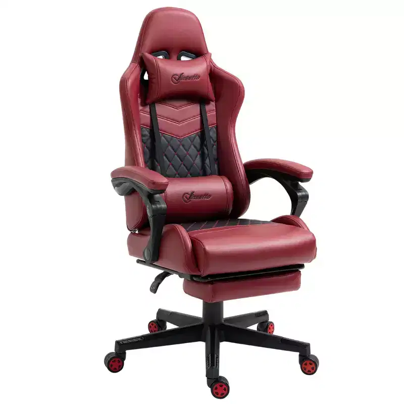 TUYOHW 360Swivel Gaming Chair Office Chairs with Reclining Back,Adjustable Seat Height&Footrest,17-21 Ergonomics Video Game Chairs Office,Red