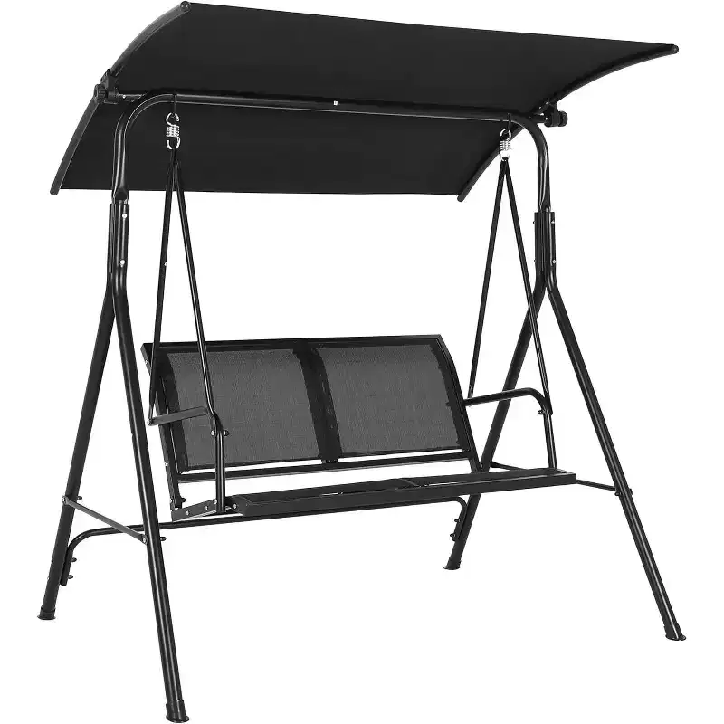 COZONY 2Seat Patio Swing with Adjustable Canopy, Waterproof Outdoor Porch Swing Bench for Backyard Lawn Garden