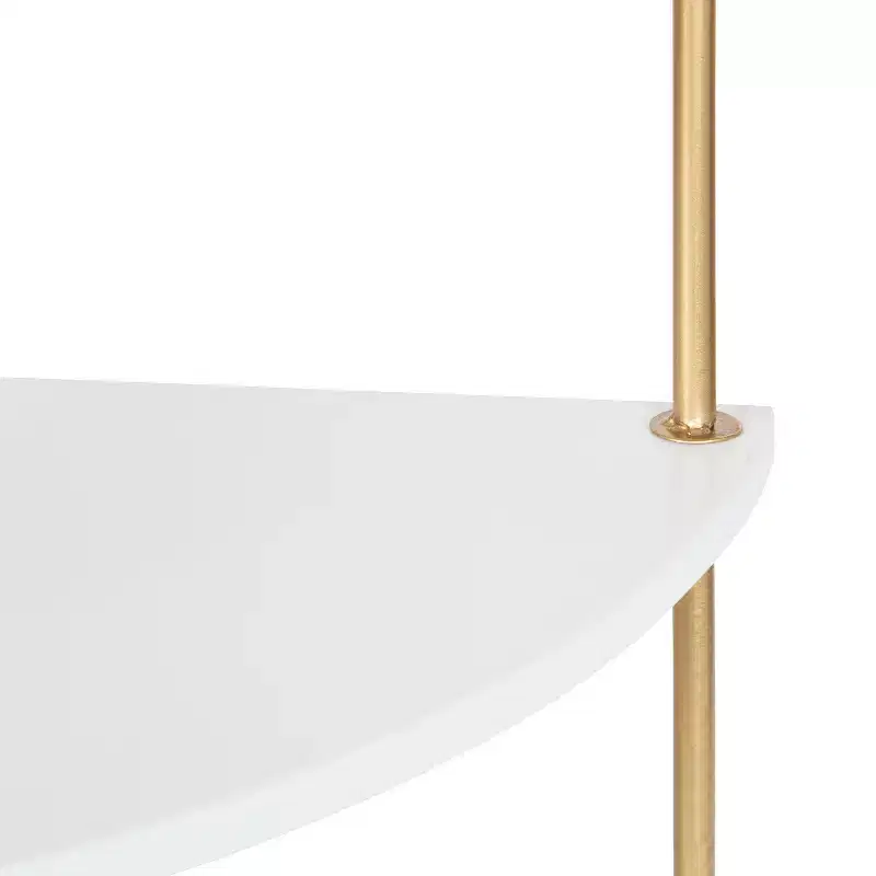 Kate and Laurel Walters Triangle MDF Accent Shelf, 17x12x35, White and Gold