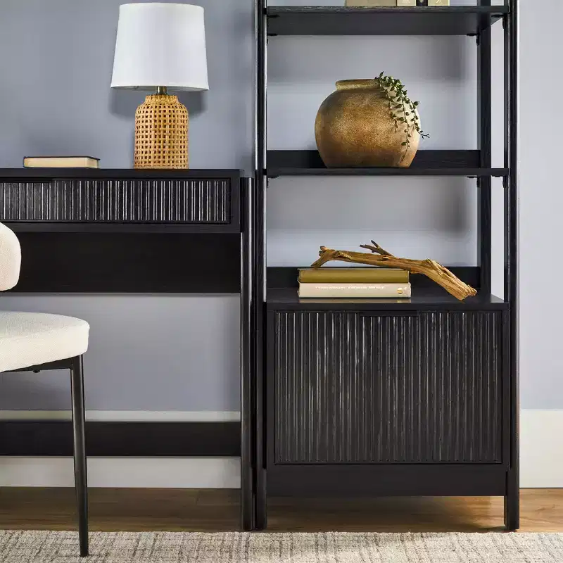 Saracina Home 3pc Transitional Desk with 1 Narrow Bookcase and 1 Wide Bookcase