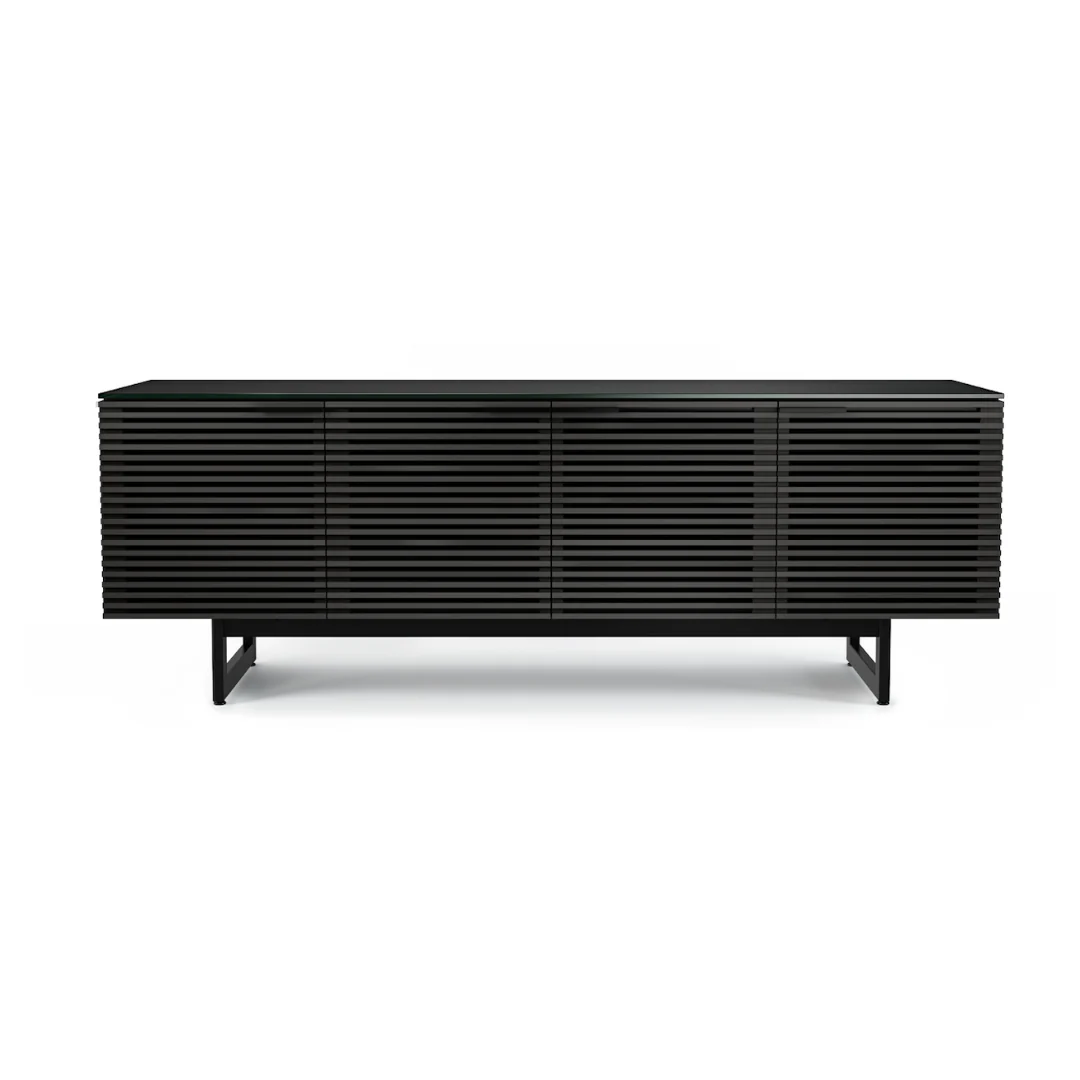 Modern Charcoal Walnut Entertainment Cabinet for Living Room