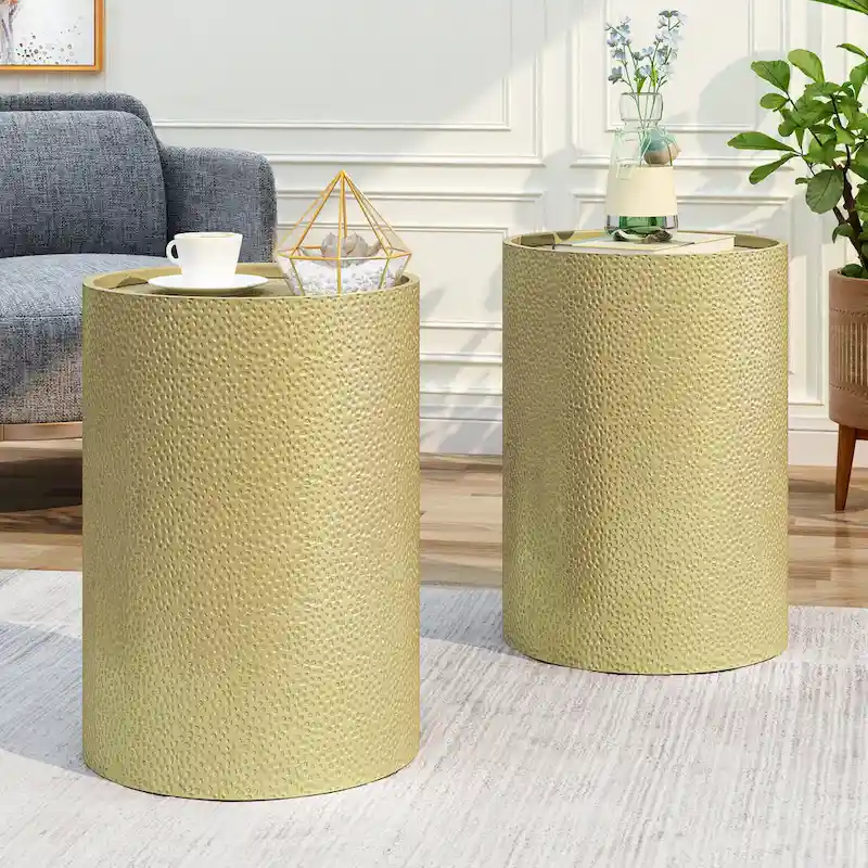 Brookhaven Hammered Accent Table (Set of 2) by Christopher Knight Home