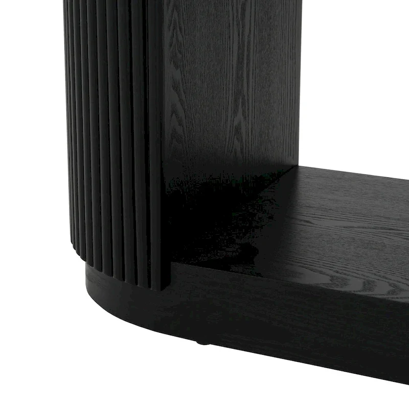 Console Table with Open Shelves and Fluted Wood Veneer