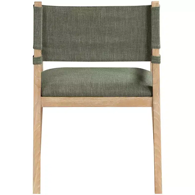 Avon Olive Linen Textured Fabric Dining Arm Chair