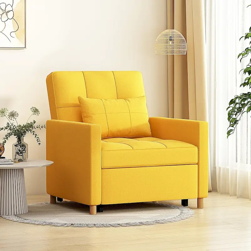 AECOJOY 3 in 1 Sleeper Sofa Chair w/ Pillow &Convertible Backrest