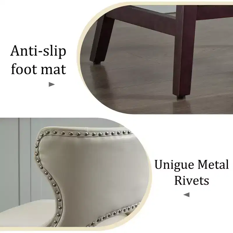 Swivel Nailhead Counter Bar Stools Set of 2 Upholstered 360° Solid Wood Legs 26