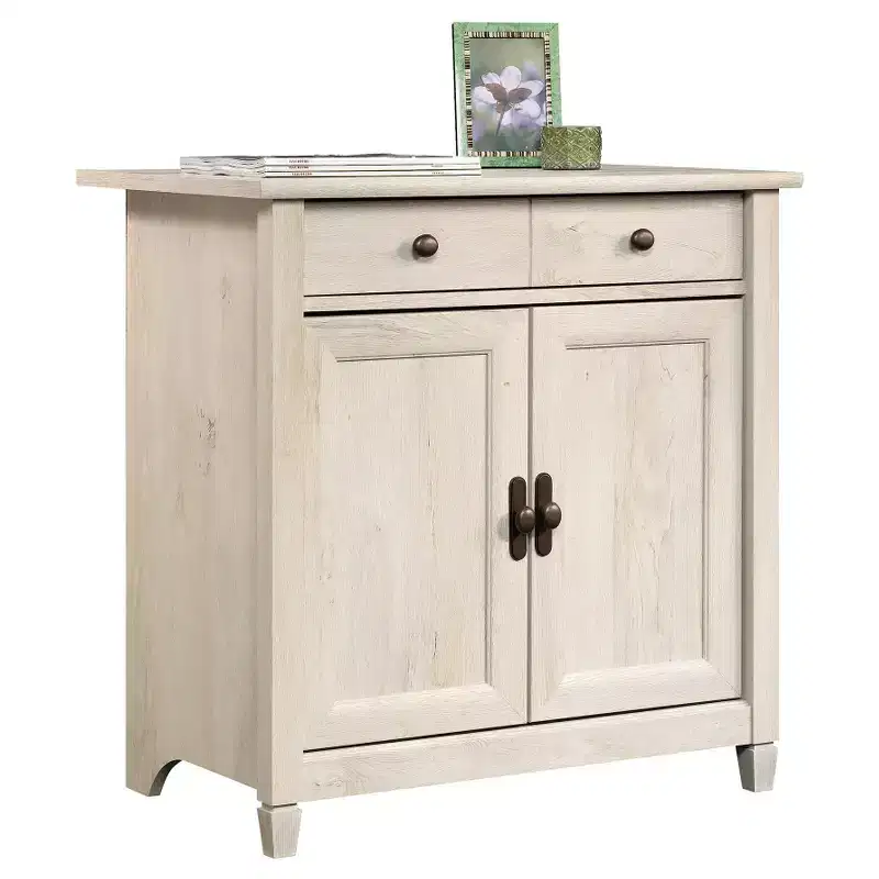 Edge Water 2 Door Utility Cart/Stand Light Off White - Sauder: Coastal Style Accent Cabinet with Adjustable Shelf & Anti-Tip Hardware