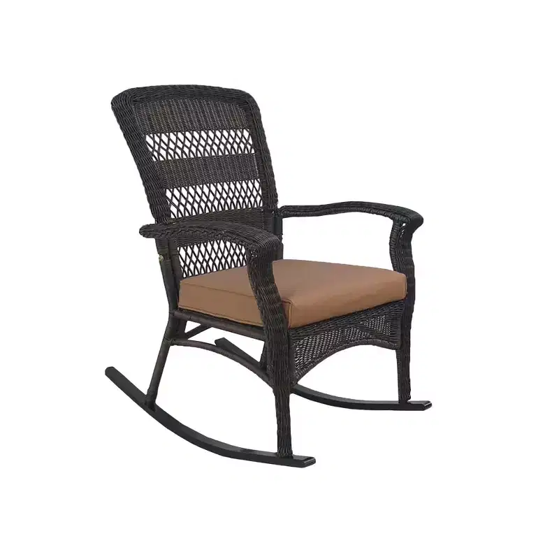 Northlight 42 Dark Brown Resin Wicker Rocker Chair with Cushion