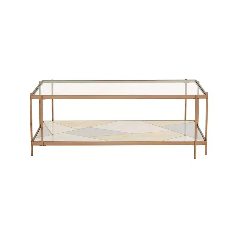 Strivers Marble Pattern Coffee Table - Champagne Gold - iNSPIRE Q