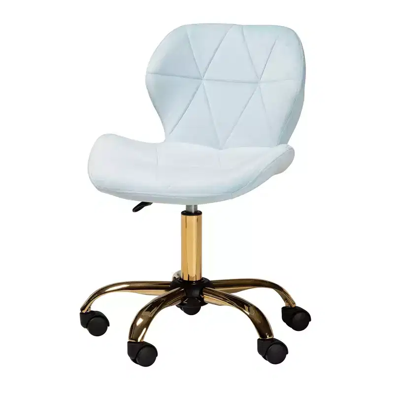 Baxton Studio Savara Contemporary Glam and Luxe Velvet Fabric and Metal Swivel Office Chair