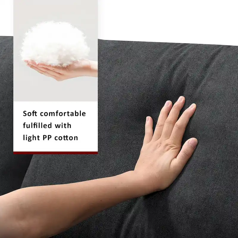 Modern 4-Seat L-Shaped Sectional Sofa, with 2 Free pillows, Convertible Ottoman