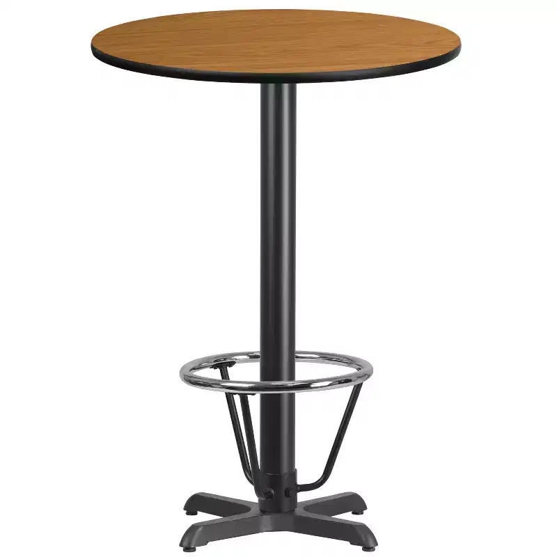 Emma and Oliver 30 Round Laminate Bar Table with 22x22 Foot Ring Base