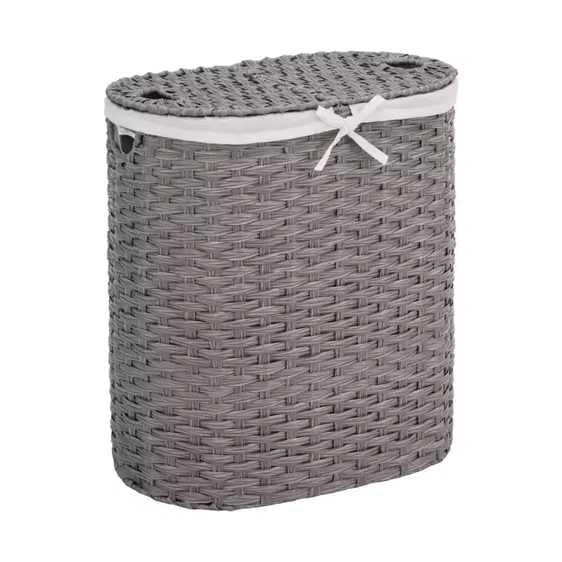 Seville Classics Modern Handwoven Oval Double Sided Laundry Room Hamper