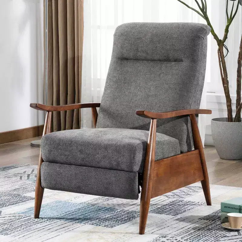 Comfort Pointe Soren Press-Back Recliner Charcoal: Upholstered Polyester, Wood Frame, Foam Fill, Spot Clean