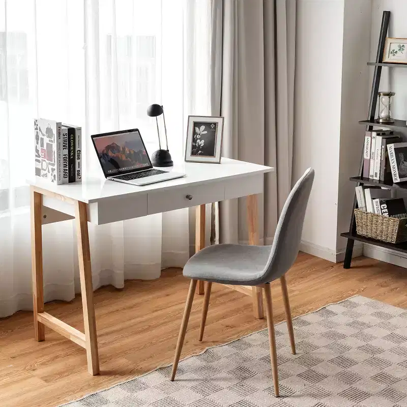 Computer Desk Laptop PC Writing Table Makeup Vanity Table w/Drawer and Wood Legs