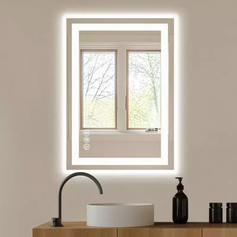 TUYOHW Anti-Fog Bathroom Mirror with LED Lights,Smart Mirror with 3 Lighting Modes & Dual Light Source(4 sizes)
