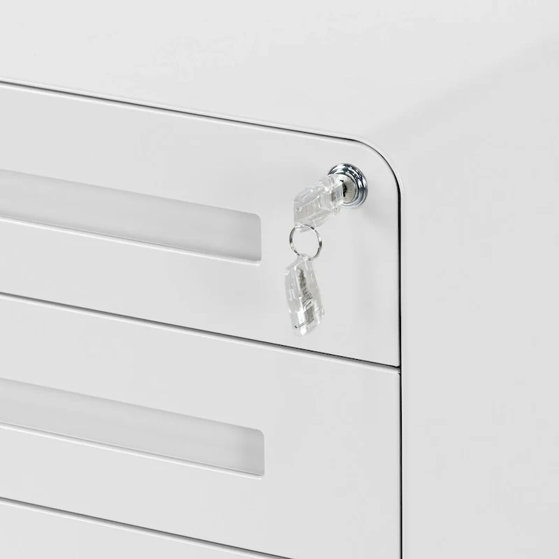 White 3-Drawer File Cabinet with lock and Wheels