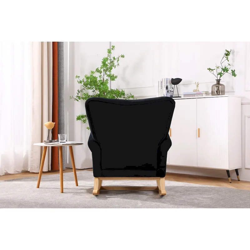 Tufted Rocking Chair with Wood Legs