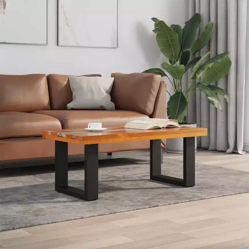 Coffee Table Multicolour Solid teak and mango wood with clear resin