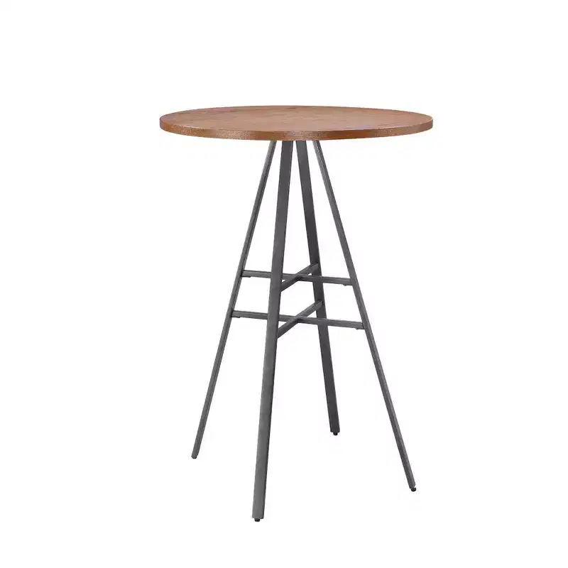 Round Pub Table - Slate Grey with Golden Oak Top